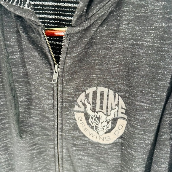 Vintage Stone Brewing Co. Graphic Spellout Full Zip Hoodie Charcoal Gray Size M - Picture 5 of 9